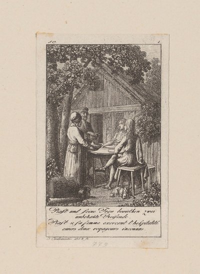Piast et sa femme accueillent deux voyageurs inconnus - Daniel Nikolaus Chodowiecki