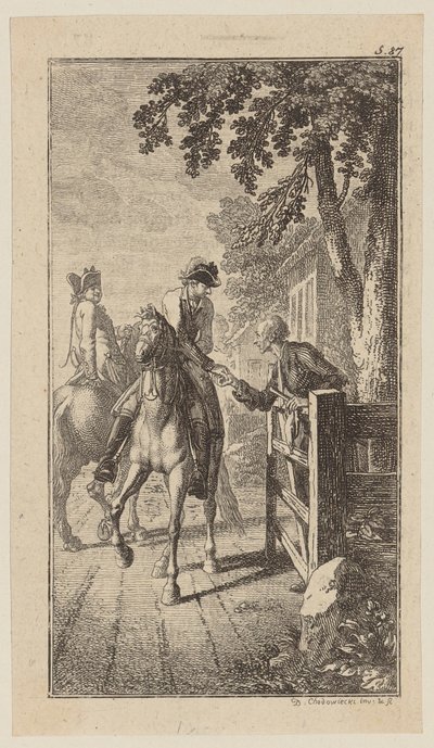 Un nourrisson à cheval donne une aumône à Sebaldus - Daniel Nikolaus Chodowiecki