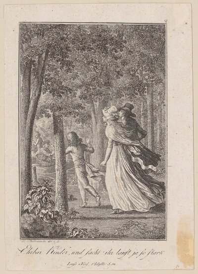 Walter, Luise et Karl rencontrent dans la forêt une barque qui accoste - Daniel Nikolaus Chodowiecki