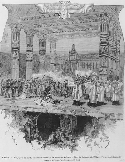 Le Temple de Vulcain avec la mort de Radamès et Aïda, scène de l