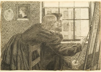 G P Boyce avec Fanny Cornforth au studio de Rossetti, Chatham Place, c.1858 - Dante Gabriel Charles Rossetti