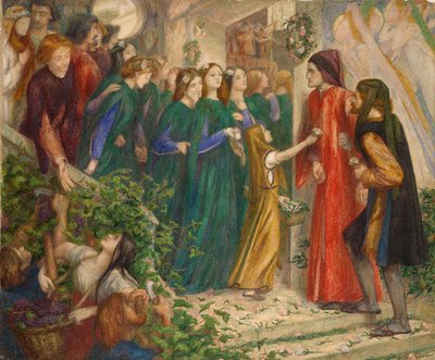 Béatrice à un festin de mariage refusant sa salutation à Dante, 1851-1855 - Dante Gabriel Rossetti