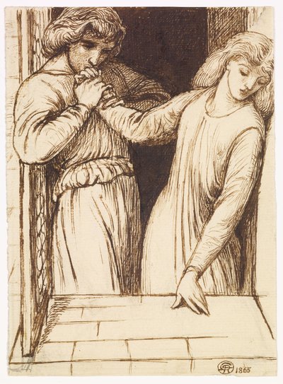 Hamlet et Ophélie - Étude de composition - Dante Gabriel Rossetti