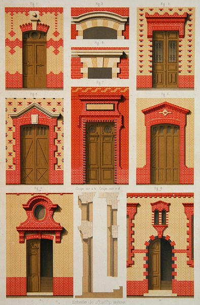 Dessins pour projections et frontons en brique, illustration de 