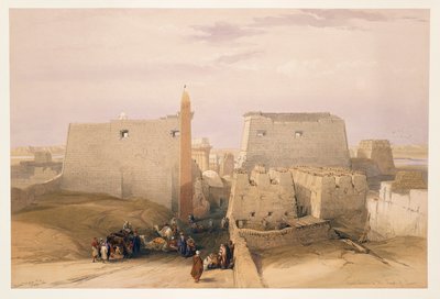 Égypte, entrée du Temple de Louxor, gravure d