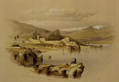 Tibériade depuis les murs, Safed au loin, 22 avril 1839, planche 37 du Volume I de 