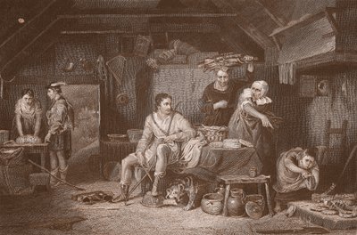 Alfred dans la chaumière du vacher, gravé par A.H. Payne - David (after) Wilkie