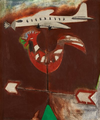Girouette et avion en argent - David Alan Redpath Michie