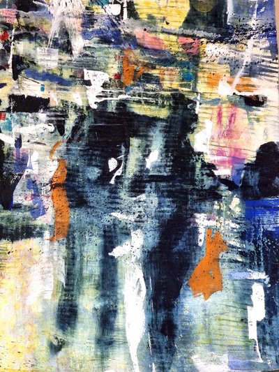 Bleu texturé et orange - David Antonides