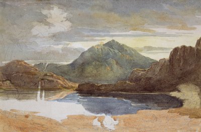 Un lac au nord du Pays de Galles, Snowdon au loin - David Cox