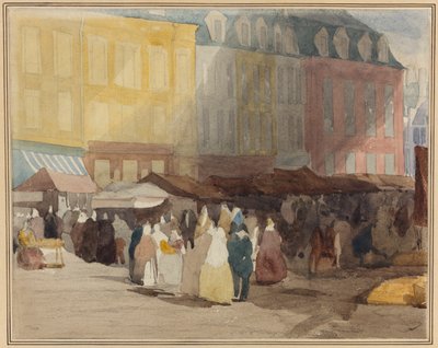 Scène de marché français, peut-être Boulogne - David Cox the elder