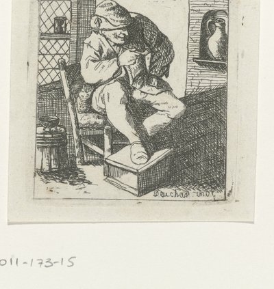 Homme fumant une pipe sur une chaise - David Deuchar