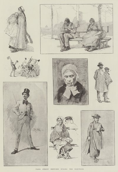 Croquis de rue à Paris pendant les élections - David Hardy