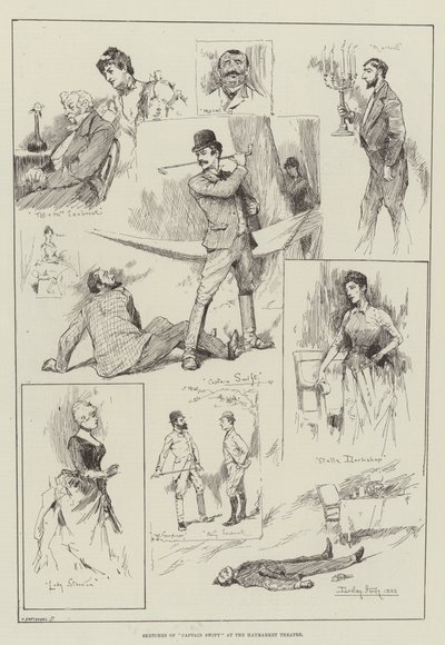 Croquis du capitaine Swift au théâtre Haymarket - David Hardy
