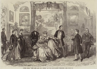 Scène de New Men and Old Acres, au Haymarket Theatre - David Henry Friston
