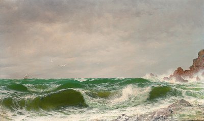Vagues se brisant sur une côte rocheuse, 1885 - David James