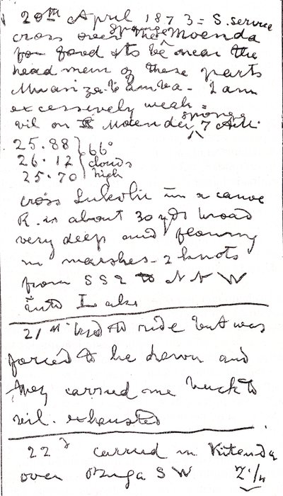 Dernières lignes écrites par le Dr David Livingstone, illustration de 