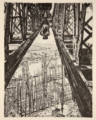 Chantier naval vu de la grande grue, illustration de 