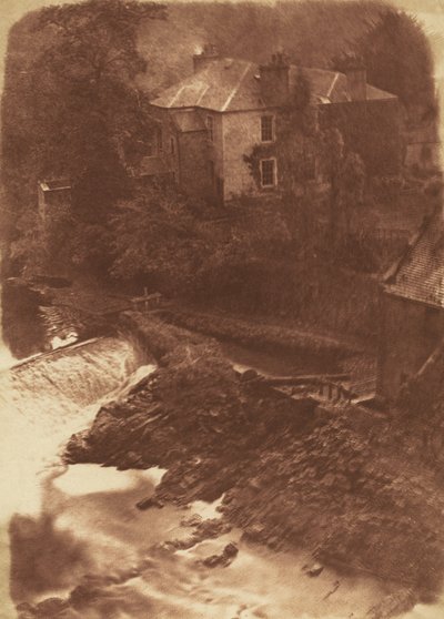 Colinton Manse et barrage, avec une partie du vieux moulin à droite - David Octavius Hill, Robert Adamson