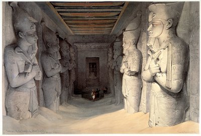 Statues géantes en calcaire de Ramsès II, Temple de Ramsès, Abou Simbel, Égypte, 1836 - David Roberts