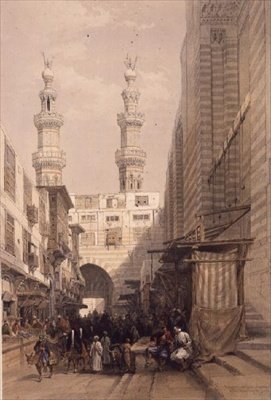 Minarets et grande entrée de la mosquée des Metwalys, Le Caire, de "L