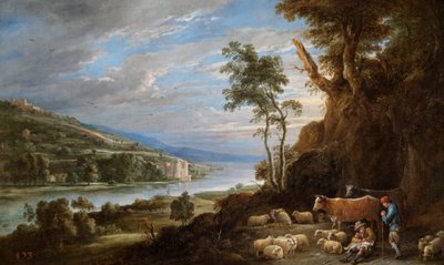 Paysage avec bergers et vue lointaine d