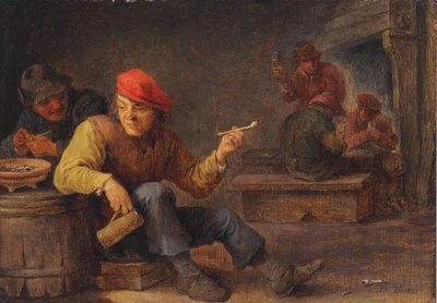 Boors buvant et fumant dans une auberge - David Teniers the Younger