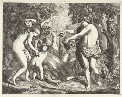 Paysage avec bacchanale, avec Bacchus - David van der Plas