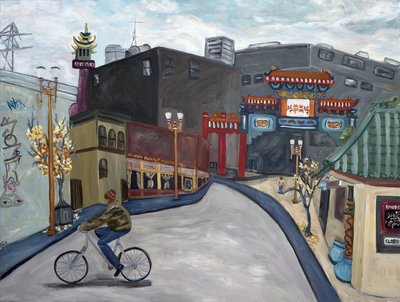 Chinatown Portland, 2018 (acrylique sur toile) - Deborah Eve Alastra