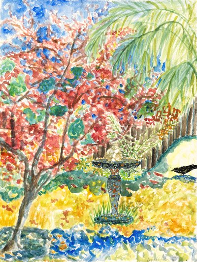 Vue du jardin, 2023 (aquarelle) - Deborah Eve Alastra