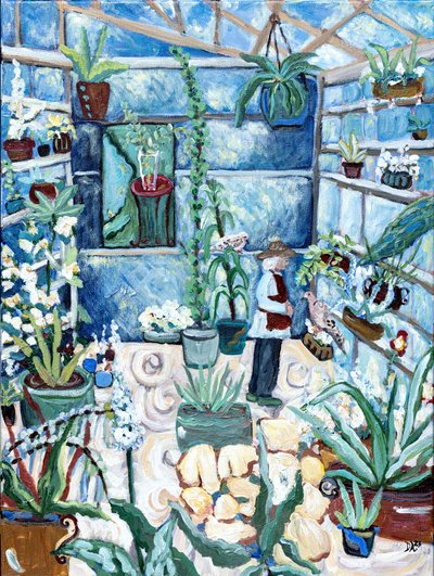 Dans la maison verte, 2023 (acrylique/médium sur toile) - Deborah Eve Alastra