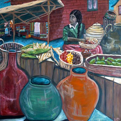 Mercado, 2023 (acrylique sur toile) - Deborah Eve Alastra