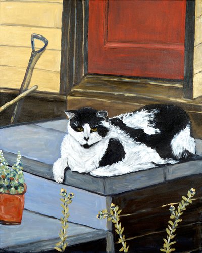 Le chat du voisin, 2020 (acrylique sur toile) - Deborah Eve Alastra
