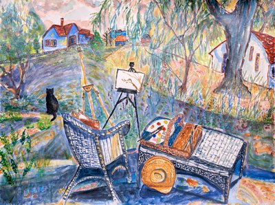 Studio extérieur, 2024 (aquarelle) - Deborah Eve Alastra