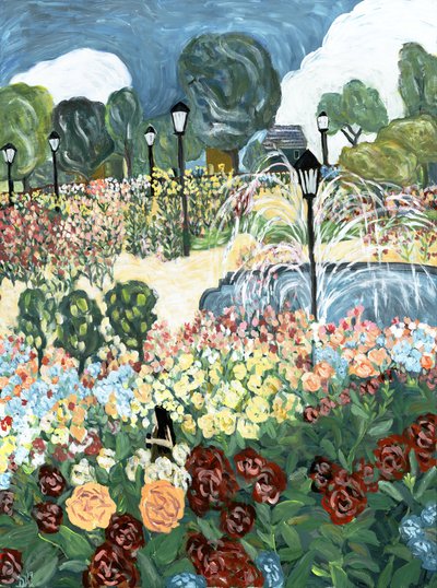 Jardin de roses, 2019 (acrylique sur toile) - Deborah Eve Alastra