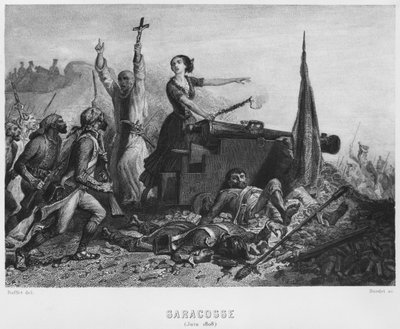 Le siège de Saragosse en juin 1808, gravé par Augustin Burdet (né en 1798) - Denis Auguste Marie Raffet