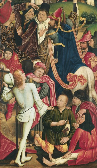 Chevaliers et soldats jouant aux dés pour la robe du Christ - Derick Baegert