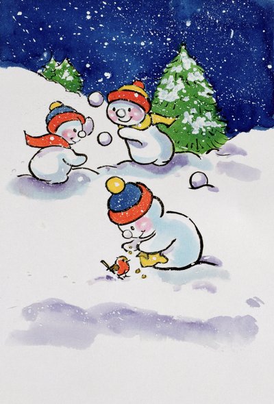 Petits bonhommes de neige faisant des boules de neige, 1996 - Diane Matthes