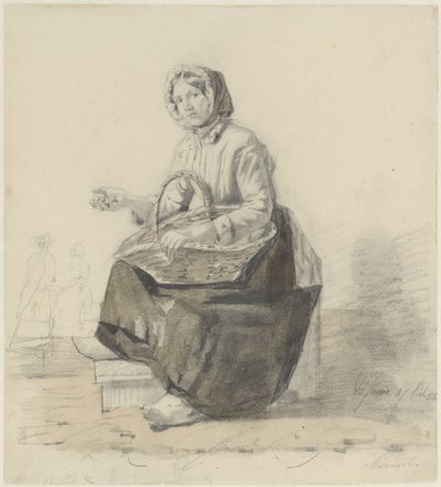 Marchande de rue assise avec un panier - Diederik Franciscus Jamin