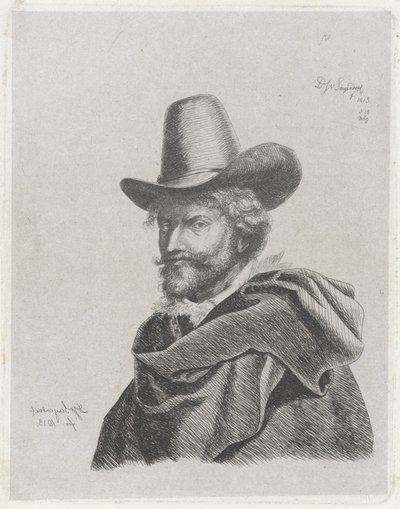 Portrait de Pierre Paul Rubens avec manteau et chapeau haut - Diederik Jan Singendonck