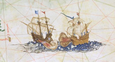 Deux galions combattant (détail) de 