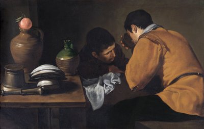 Deux jeunes hommes mangeant à une table modeste c.1618-20 - Diego Velázquez