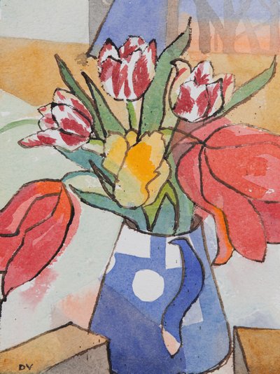 Tulipes (aquarelle et encre) - Dione Verulam