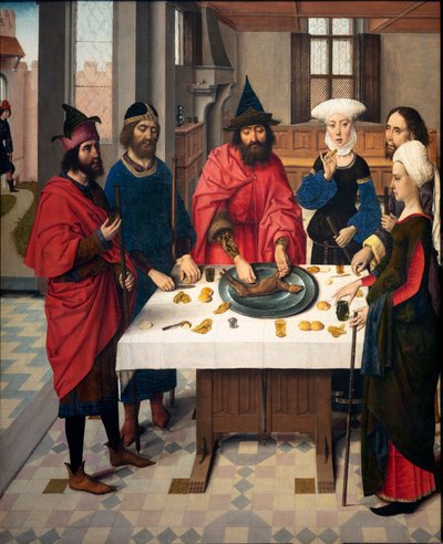 Église paroissiale (Parochiekerk Sint-Pieter). Peinture. La Cène. Dirk Bouts. 1464-1468. (détail) - Dirck Bouts