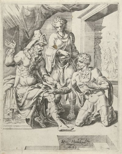 Éliézer promet de trouver une femme pour Isaac - Dirck Volckertsz. Coornhert (attributed to)
