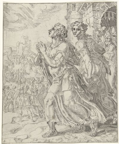 Judith et sa servante quittent Béthulie - Dirck Volckertsz. Coornhert (attributed to)