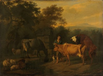 Paysage avec berger et bétail - Dirck van Bergen