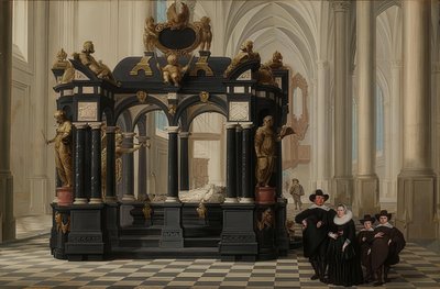 Une famille sur la tombe du prince William I à la Nieuwe Kerk, Delft - Dirck van Delen