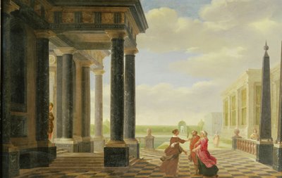 Figures en conversation dans un cadre classique - Dirck van Delen