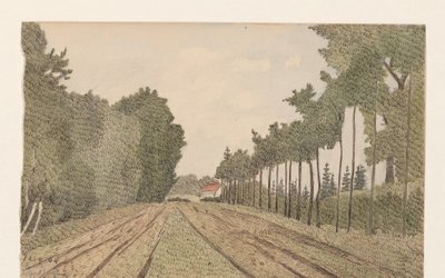 Paysage avec un bâtiment au loin - Dirk Arnoldus Tavenraat